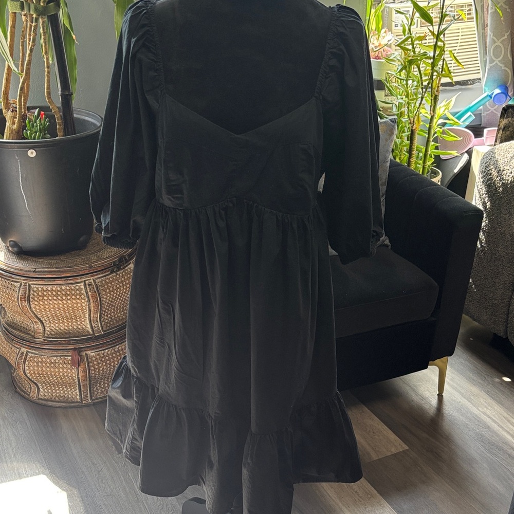 Banana Republic Black Poplin Dress Baby doll mini